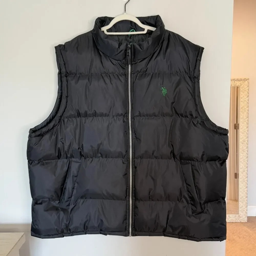 US Polo Assn. Mens Signature Zip Up Puffer Vest Size 2XLT Navy Blue Preppy